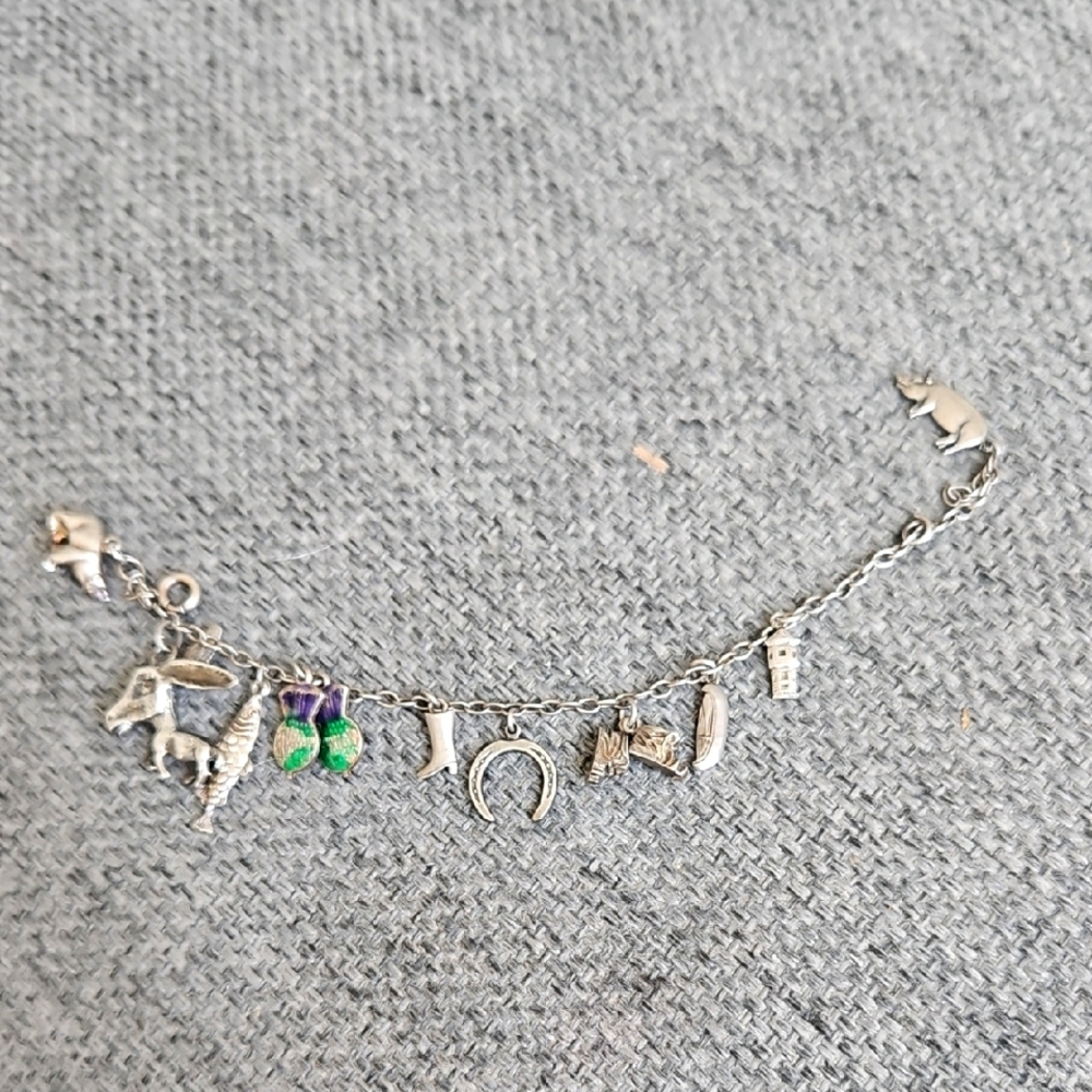 Silver In Sterling Charm Bracelet with Colorful Accents